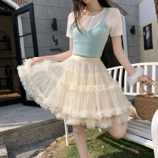 批发2026春夏新款<b class='q'>高腰</b>纱裙蓬蓬公主短裙芭蕾蛋糕裙女<b class='q'>半身裙</b>防走光