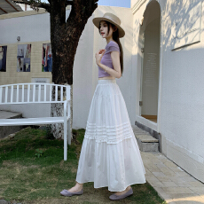 批发花边压褶a字木耳边半身裙女2026夏季新款高级感气质超仙蛋糕长裙