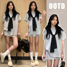 批发新款韩系穿搭学院风高级感卫衣套装搭披肩三件套