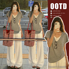 批发新款韩系减龄上衣搭裤子两件套