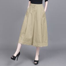 批发设计感小众松紧腰宽松A字阔腿裤女:夏大裤脚七分裤气质裙裤<b class='q'>休闲</b>裤