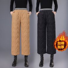 批发羽绒棉裤女冬款时尚阔腿裤大码加厚高腰宽松保暖显瘦外穿九分裤
