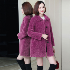 批发新款<b class='q'>中老年</b>女装加绒加厚仿羊羔毛大衣<b class='q'>妈妈</b>装冬装颗粒绒中长款外套