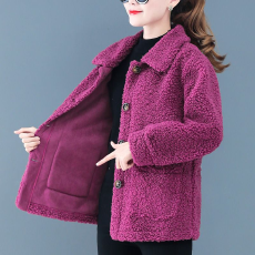 批发<b class='q'>妈妈装</b>新款仿羊羔绒加厚外套中老年女颗粒绒<b class='q'>上衣</b>老年人5060岁保暖