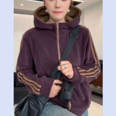 批发2026秋冬季新款保暖卫衣连帽女长袖短外套<b class='q'>运动</b>双面奥粒绒加厚潮