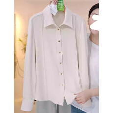批发高级感<b class='q'>通勤</b>风金扣衬衫女2025秋冬新款小众设计感宽松显瘦打底上衣