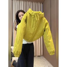 批发黄色双拉链夹棉外套女2025秋冬季新款宽松保暖超好看小个子冲锋衣