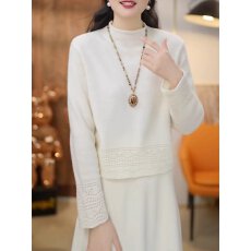 批发白色钩花<b class='q'>镂空</b>长袖打底针织<b class='q'>衫</b>女秋冬2025新款慵懒显瘦减龄内搭上衣