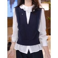 批发法式假两件荷叶边衬衫女秋<b class='q'>冬</b>季新款高级时尚独特洋气好看漂亮上衣