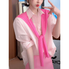 批发法式灰色衬衫<b class='q'>女长袖</b>2026春季新款高级感减龄洋气宽松显瘦套头上衣