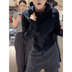 批发韩版气质显瘦百搭短款连帽<b class='q'>外套</b><b class='q'>女装</b>2026春季新款薄款休闲黑色上衣
