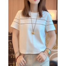 批发设计感白色镂空拼接短袖<b class='q'>T</b><b class='q'>恤</b>女夏季新款宽松百搭显瘦时尚气质上衣