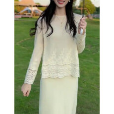 批发白色钩花针织衫女冬季2025新款通勤洋气<b class='q'>大码</b>简约显瘦<b class='q'>时尚</b>百搭上衣