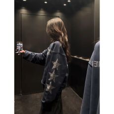 批发薄款 烫钻+印花纯棉华棉280克 卫衣女