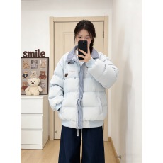 批发韩系卡通印花翻领棉服女学院风宽松加厚保暖棉袄<b class='q'>外套</b>潮