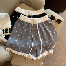 批发韩版减龄甜美韩系花边针织短裤女2026春外穿<b class='q'>打底裤</b>显瘦波点阔腿裤