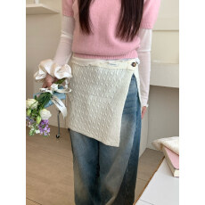 批发韩版纽扣<b class='q'>毛线</b>针织屁帘女春夏新款时尚百搭小众氛围感叠穿半身裙子