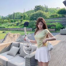 批发新款时尚夏季风琴褶针织<b class='q'>高腰</b>网球裙裤微弹百搭半裙短裙女装