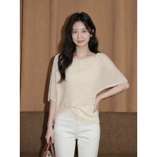 批发设计感不规则斗篷披肩<b class='q'>针织衫</b>女2026夏季新款独特小众<b class='q'>薄款</b>T恤上衣