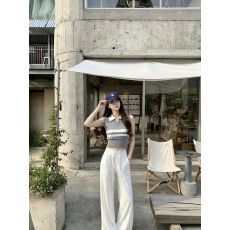 批发美式甜辣polo领条纹针织背心2026年<b class='q'>夏季</b>内搭外穿辣妹短款上衣