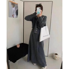 批发外贸款2025年<b class='q'>秋</b>冬新款韩系带披肩<b class='q'>秋</b>冬毛衣上衣+毛衣半身裙套装女