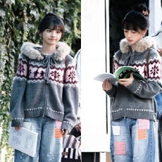 批发田曦薇同款开衫女士2025秋冬新款宽松外套慵懒风<b class='q'>时尚</b>百搭减龄上衣