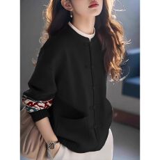 批发新中式国风新年大码针织衫女2026春秋新款高级感独特别致毛衣外套