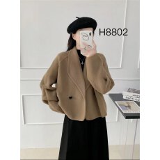 批发春秋季新款小香风毛呢外套女短款西装领宽松高级感小个子开衫上衣