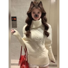 批发韩系白色高领蝙蝠袖毛衣女秋冬季加厚内搭慵懒气质<b class='q'>宽松</b>针织衫上衣