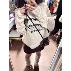 批发白色字母<b class='q'>镂空</b><b class='q'>针织</b><b class='q'>罩衫</b>女2026春夏秋新款宽松长袖防晒衫潮