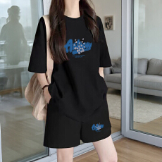 批发牛奶丝新款家居服套装一整套宽松大码睡衣外穿百搭短袖<b class='q'>短裤</b>两件套