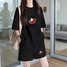 批发牛奶丝新款家居服套装一整套宽松大码睡衣外穿百搭短袖<b class='q'>短裤</b>两件套