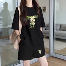 批发牛奶丝新款家居服套装一整套宽松大码睡衣外穿百搭短袖<b class='q'>短裤</b>两件套