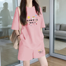 批发牛奶丝新款家居服套装一整套宽松大码睡衣外穿百搭短袖<b class='q'>短裤</b>两件套
