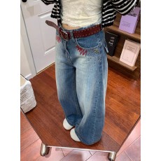 批发美式复古刺绣<b class='q'>钉珠</b><b class='q'>牛仔裤</b>女2026春秋新款重工水洗宽松显瘦直筒裤子