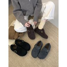 批发复古勃肯鞋女2025<b class='q'>秋</b>季新款厚底全包毛鞋毛保暖一脚蹬单鞋雪地靴