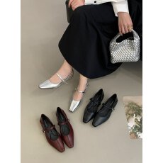 批发法式复古风方头坡跟百搭玛丽珍鞋女一字扣带复古<b class='q'>简约</b>休闲芭蕾单鞋