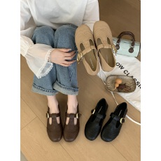 批发复古方头平底软底玛丽珍鞋女鞋2026春季新款配裙子单鞋小皮鞋