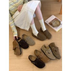 休闲风勃肯鞋女平跟皮带扣穆勒鞋软底懒人一脚蹬单鞋真皮