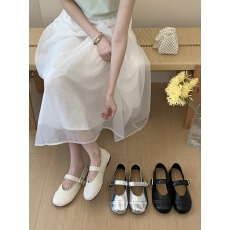 法式复古风一字带皮带扣平底玛丽珍鞋女百搭舒适浅口单鞋