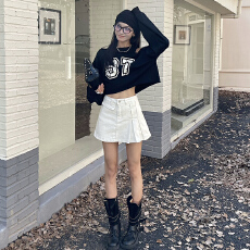 批发实拍~牛仔百褶裙女2025早秋新款韩版<b class='q'>百搭</b>设计感弹力学院风A字短裙