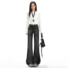 批发实拍~辣妹新款低腰水洗猫须微喇牛仔<b class='q'>裤</b>女2025秋季<b class='q'>提</b><b class='q'>臀</b>弹力显瘦<b class='q'>裤</b>