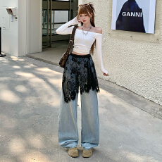 批发实拍~2026春装新款<b class='q'>韩版</b>百搭潮流高腰显瘦阔腿裤<b class='q'>直筒</b>裤<b class='q'>女</b>装<b class='q'>牛仔裤</b>