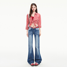 批发实拍~美式辣妹复古微喇<b class='q'>牛仔裤</b>女2026春季新品低腰宽松显瘦喇叭裤