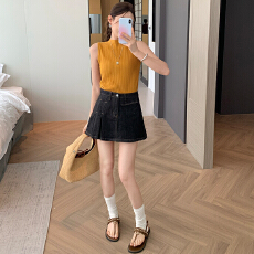 批发实拍~牛仔百褶裙女2026春夏新款韩版设计感弹力学院风A字短裙ins