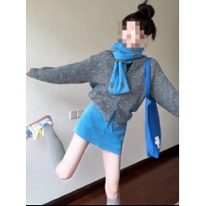 批发流行一整套2025秋冬新款时尚甜美减龄针织<b class='q'>开衫</b> 短裙两件套