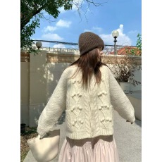 批发复古粗毛线麻花毛衣外套女2025新款秋冬加厚小个子慵懒<b class='q'>风</b>针织开衫