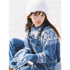 批发<b class='q'>复古</b>北欧风克莱因蓝色费尔岛毛衣女秋冬慵懒高级感圣诞针织衫上衣