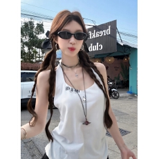 批发美式挂脖露背吊带背心上衣花苞裙裤款高腰a 字短裙蓬<b class='q'>半身</b>裙两件套