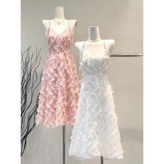 批发绝美小香风吊带连衣裙女2025夏季新款千金洋气性感中长款礼服裙子